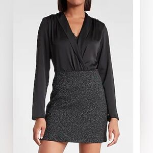 Express Metallic Tweed Mini Skirt